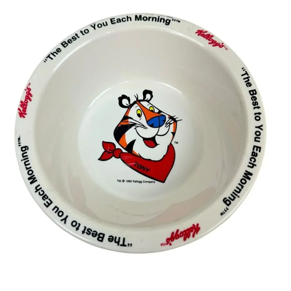 Vintage 1995 Kellogg's Tony Tiger Corny Rooster Cereal Bowls Melamine